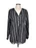 Unbranded Stripes Black Long Sleeve Blouse Size L - photo 1