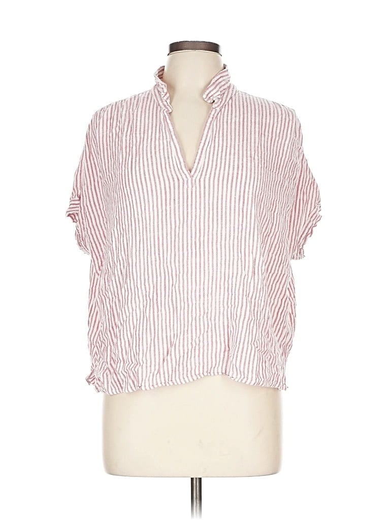 Pre-owned Splendid Short Sleeve Blouse In Red