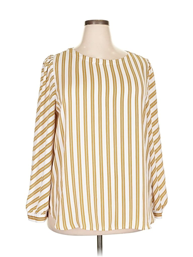 Pre-owned Ann Taylor Loft Long Sleeve Blouse In Gold