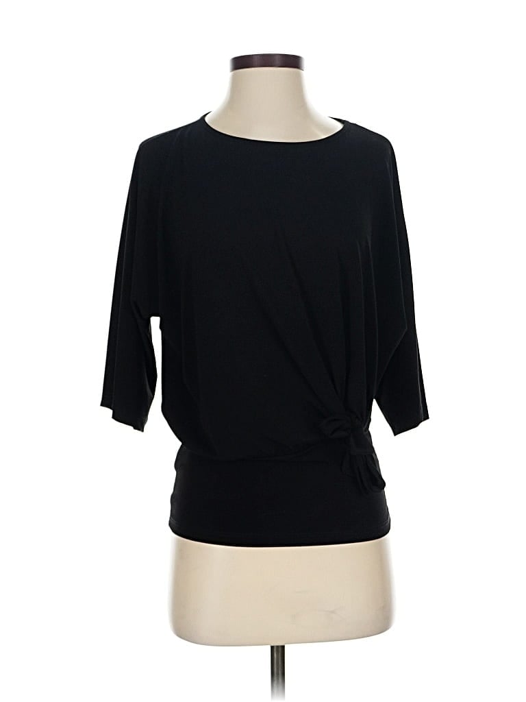 Pre-owned Clara Sun Woo 3/4 Sleeve Top Black Boatneck Tops