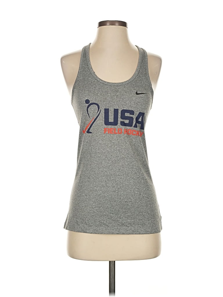 Pre-owned Nike Tank Top Gray Halter Neckline Tops