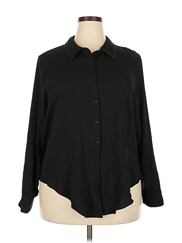 Pre-owned Simply Vera Vera Wang Long Sleeve Blouse In Black