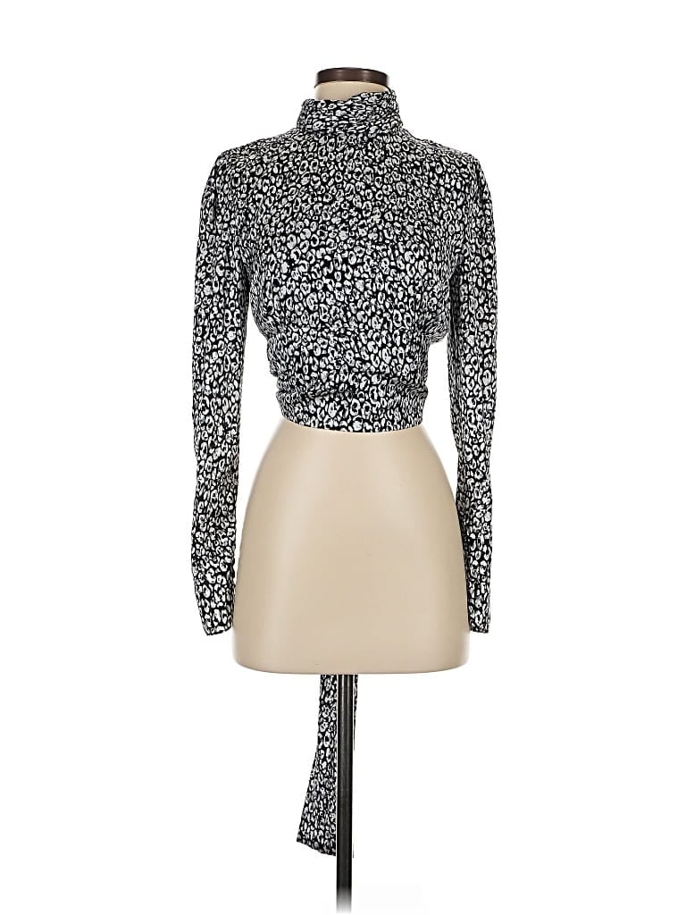 Pre-owned L'academie Los Angeles Long Sleeve Top Silver Turtleneck Tops