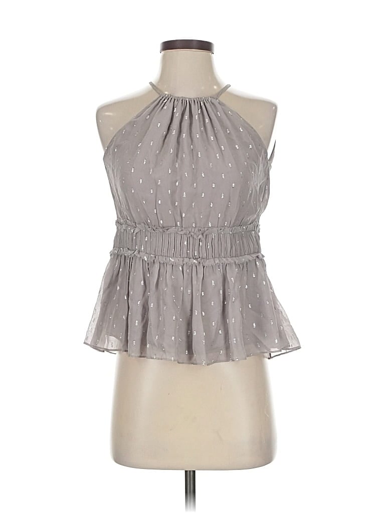 Click to view more detailed imagery on our partner's website Pre-owned Joie Sleeveless Silk Top Gray Halter Neckline Tops