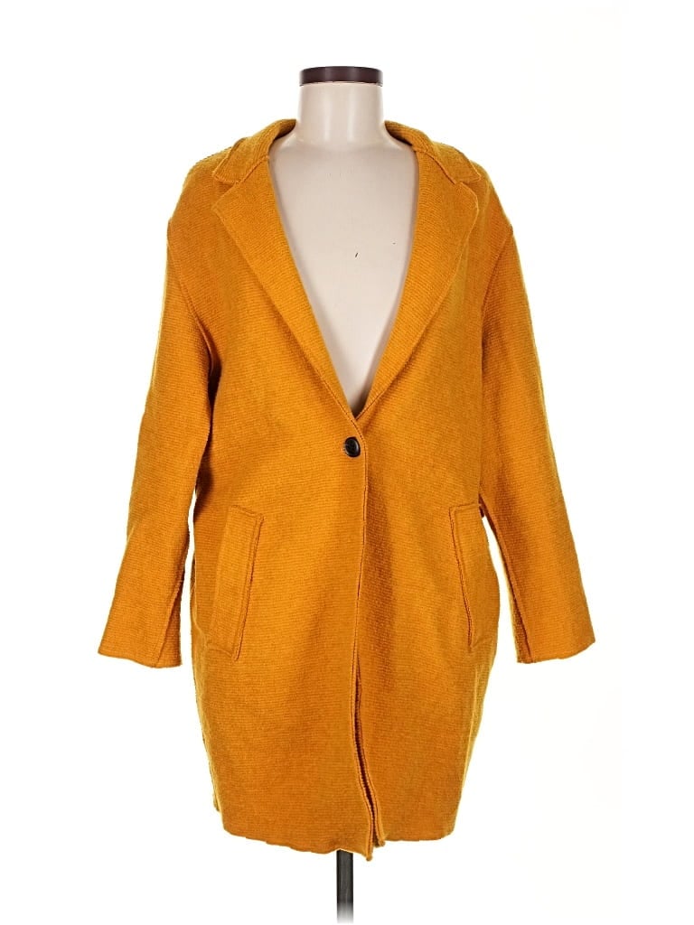 Pre-owned Zara Basic Cardigan Sweater In Yellow