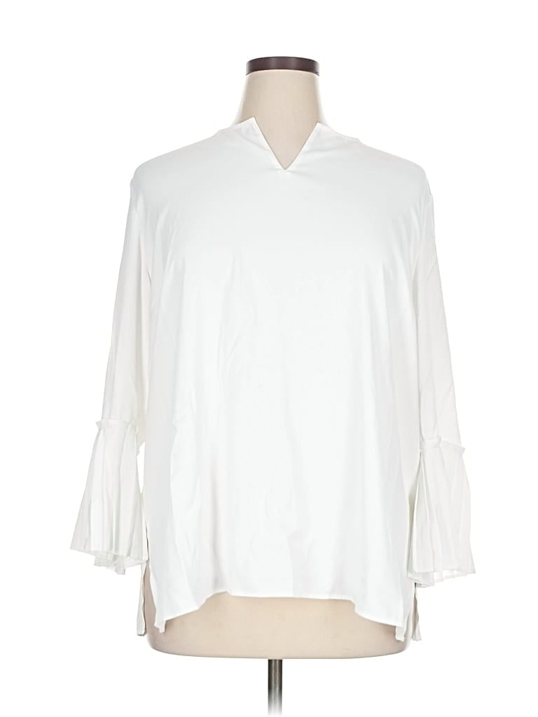 Pre-owned Misook 3/4 Sleeve Blouse In White