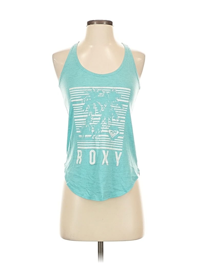 Pre-owned Roxy Tank Top Teal Halter Neckline Tops In Blue