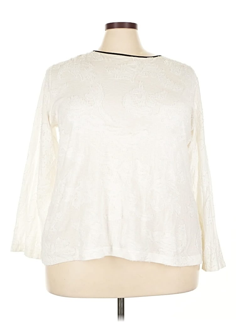 Pre-owned Ann Taylor Loft Long Sleeve Blouse In White