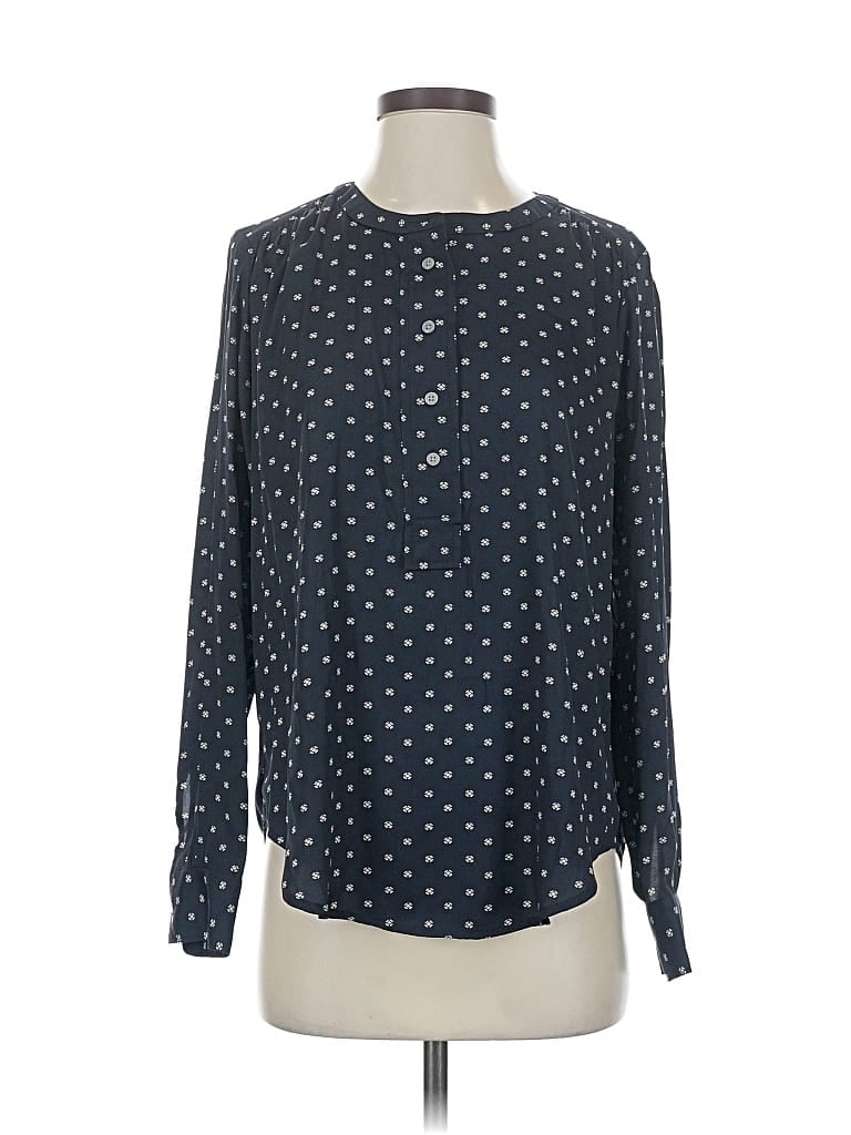 Pre-owned Ann Taylor Loft Long Sleeve Blouse In Blue