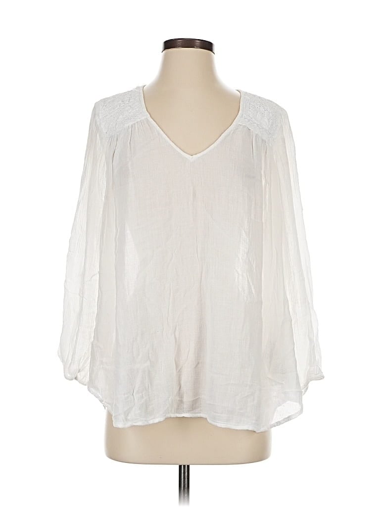 Pre-owned Current Elliott 3/4 Sleeve Blouse In White