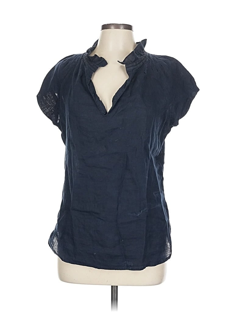 Pre-owned Banana Republic Factory Store Short Sleeve Blouse In Blue
