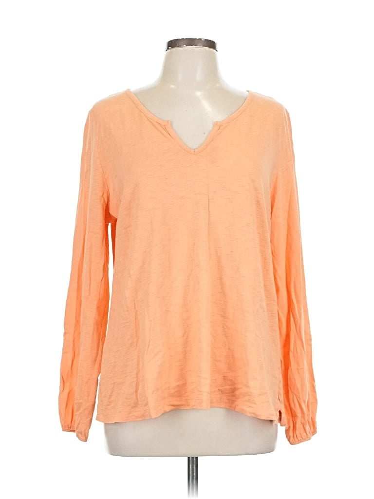 Pre-owned Soft Surroundings Long Sleeve Top Orange V Neck Tops