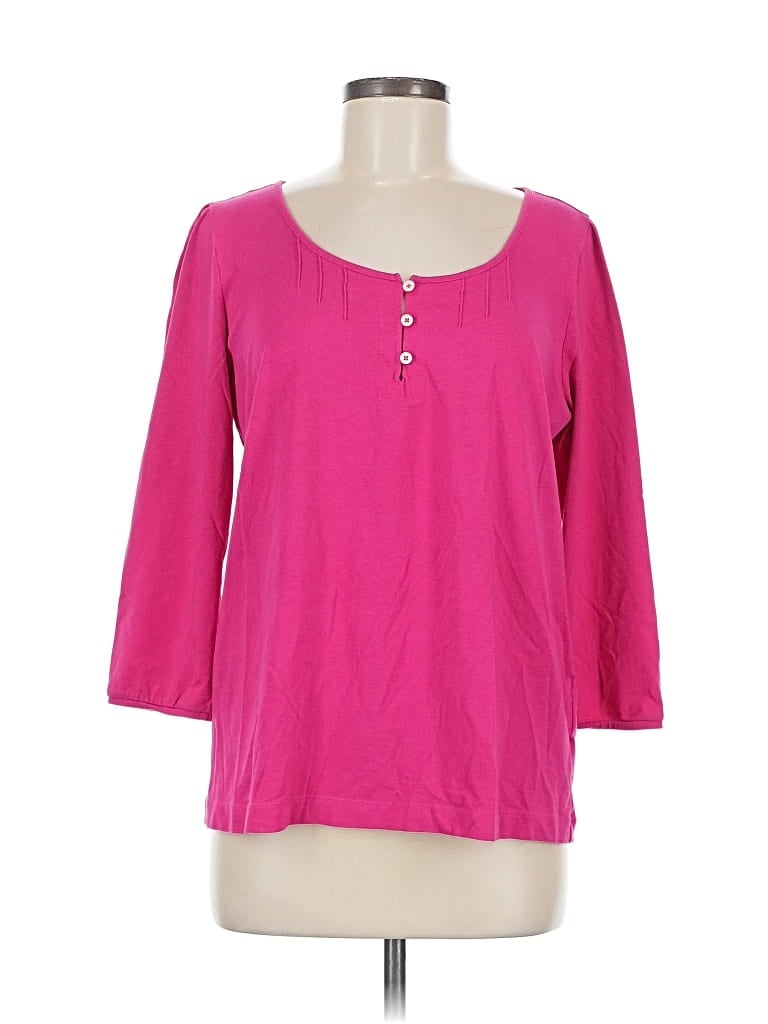 Pre-owned Lands' End 3/4 Sleeve T-shirt In Pink