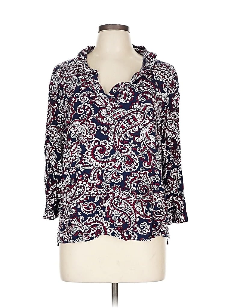 Pre-owned Crown & Ivy 3/4 Sleeve Blouse In Blue