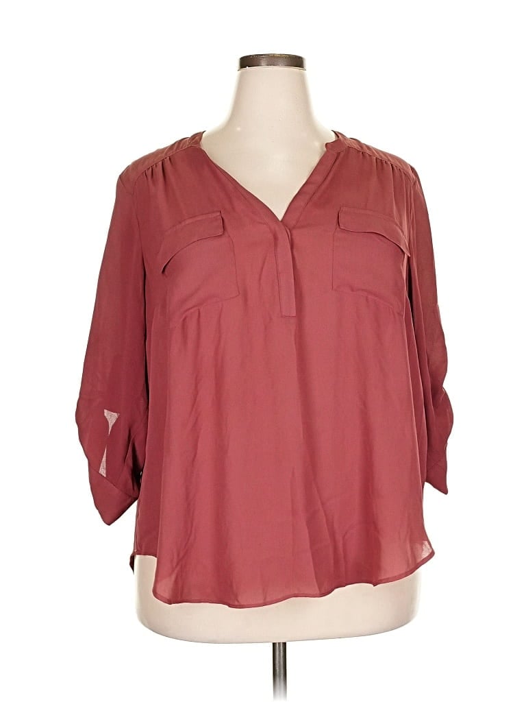 Pre-owned Torrid 3/4 Sleeve Blouse In Burgundy