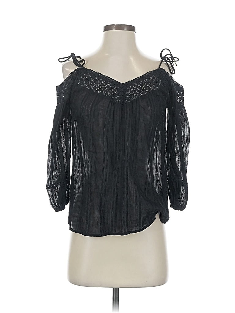 Pre-owned Paige 3/4 Sleeve Blouse In Black