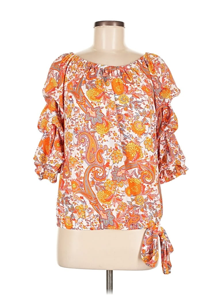 Pre-owned Cece 3/4 Sleeve Blouse In Orange