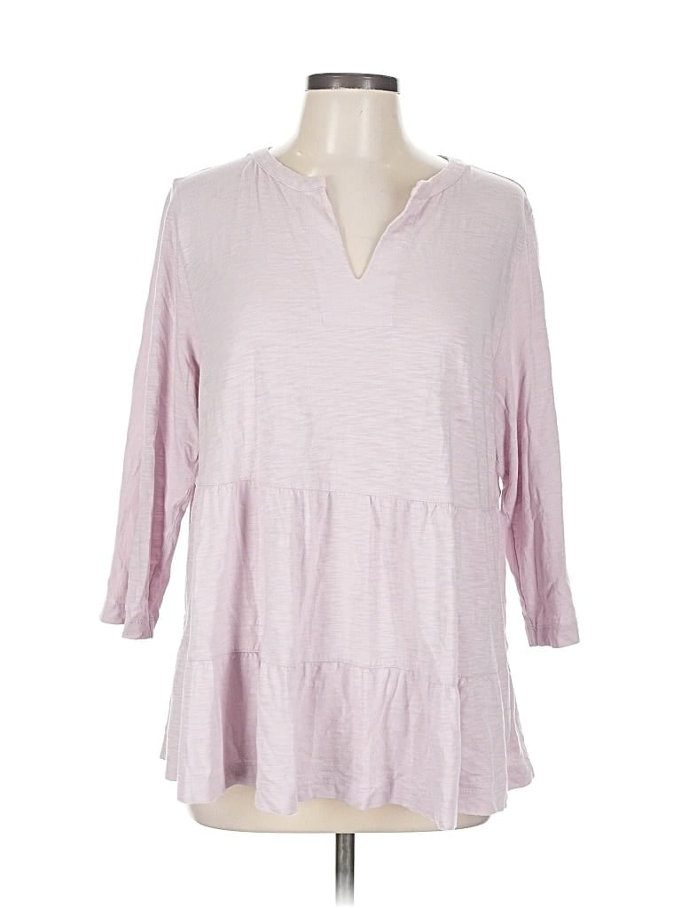 Click to view more detailed imagery on our partner's website Pre-owned Jjill 3/4 Sleeve Top Pink V Neck Tops