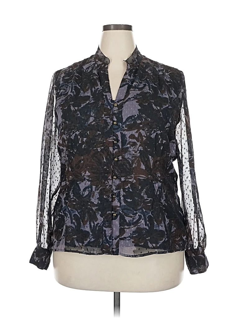 Pre-owned Coldwater Creek Long Sleeve Blouse In Black