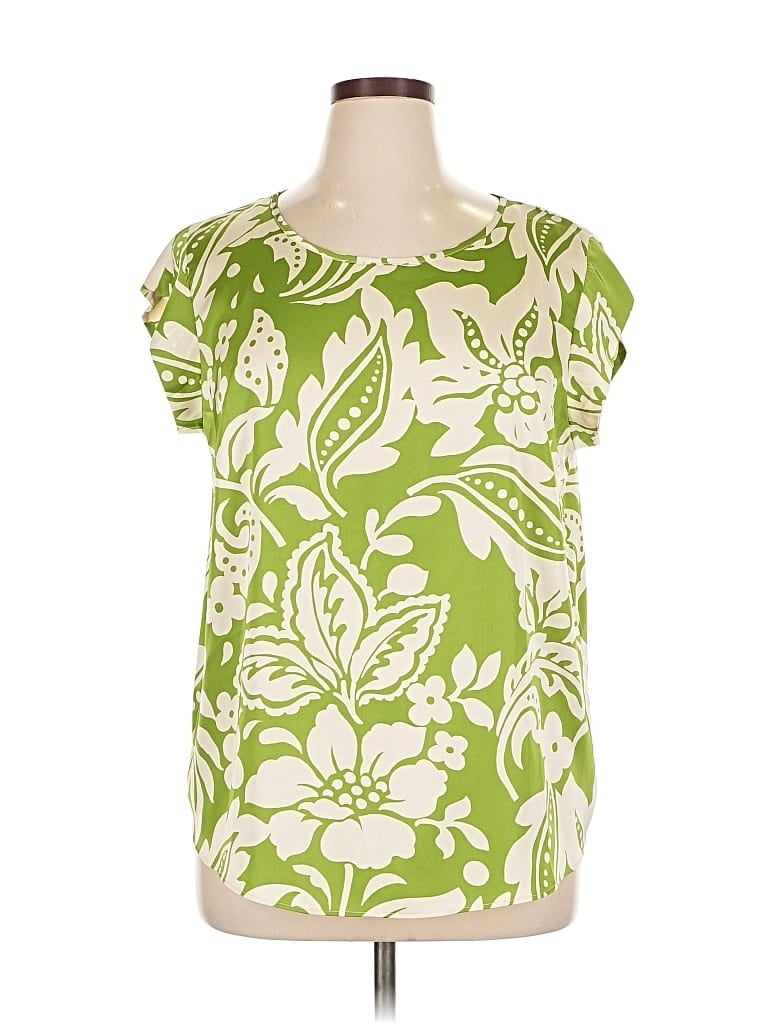 Pre-owned Rachel Rachel Roy Short Sleeve Blouse In Green