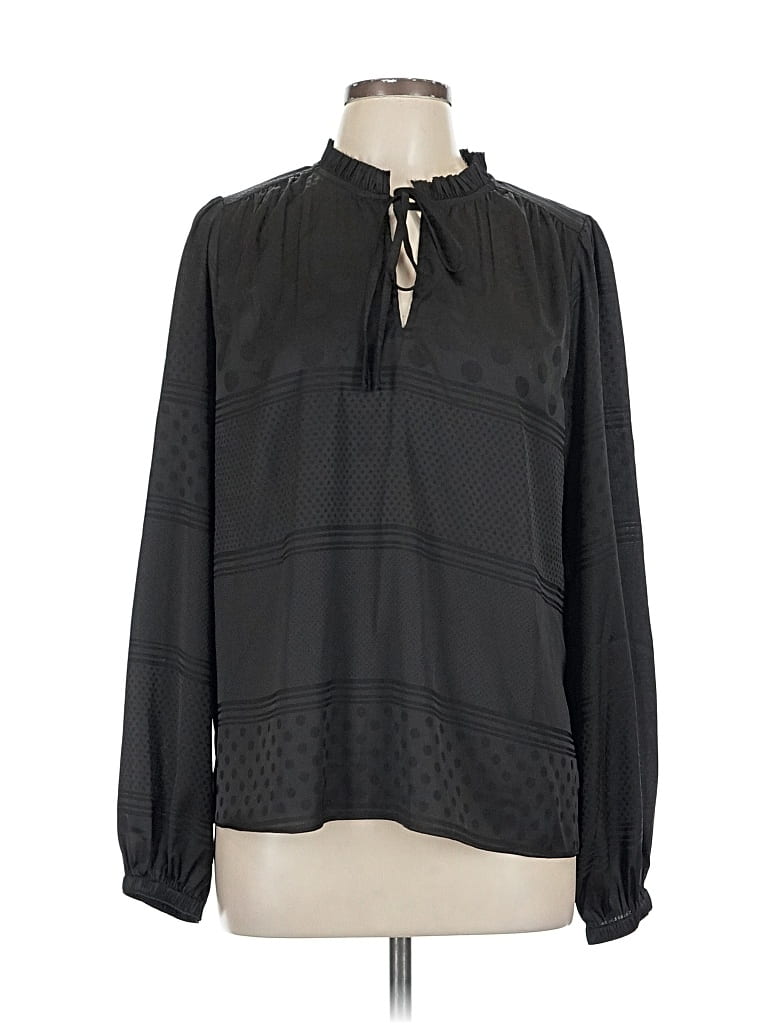 Pre-owned Current Air Long Sleeve Blouse In Black