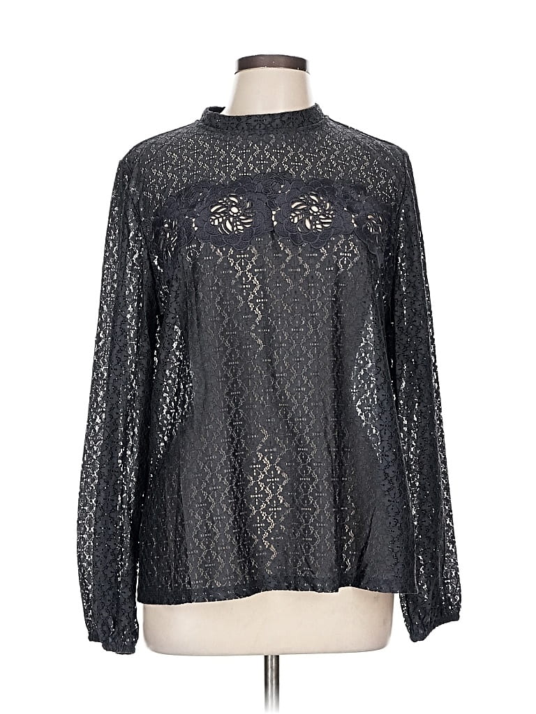 Pre-owned Ann Taylor Loft Long Sleeve Blouse In Black