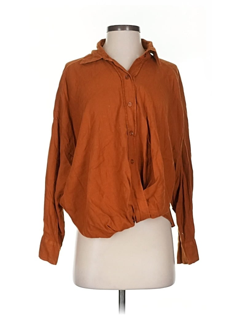 Pre-owned Yfb Long Sleeve Blouse In Brown
