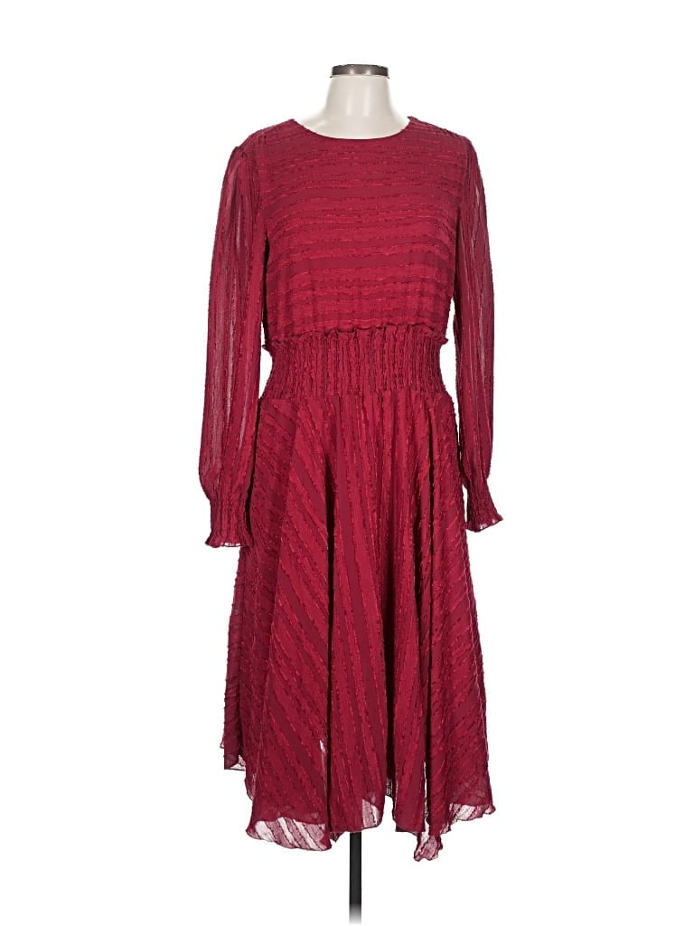 Pre-owned Sugar Lips Casual Dress In Burgundy
