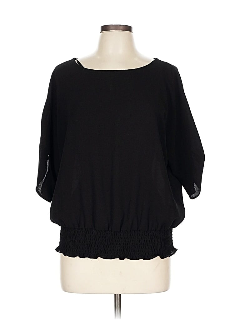 Pre-owned Michael Michael Kors 3/4 Sleeve Top Black Boatneck Tops