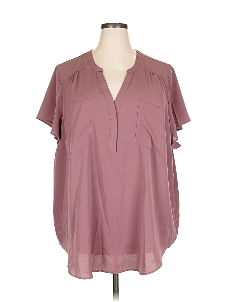 Pre-owned Torrid Short Sleeve Blouse In Burgundy