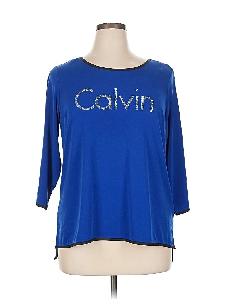 Click to view more detailed imagery on our partner's website Pre-owned Calvin Klein 3/4 Sleeve Top Blue Boatneck Tops