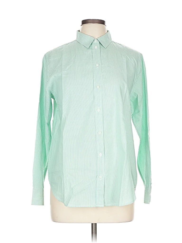 Pre-owned Everlane Long Sleeve Button Down Shirt In Green