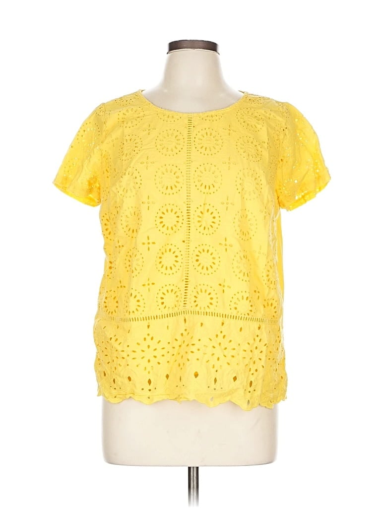 Pre-owned Crown & Ivy Short Sleeve Blouse In Yellow
