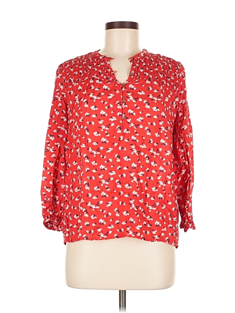 Pre-owned Lucky Brand 3/4 Sleeve Blouse In Red