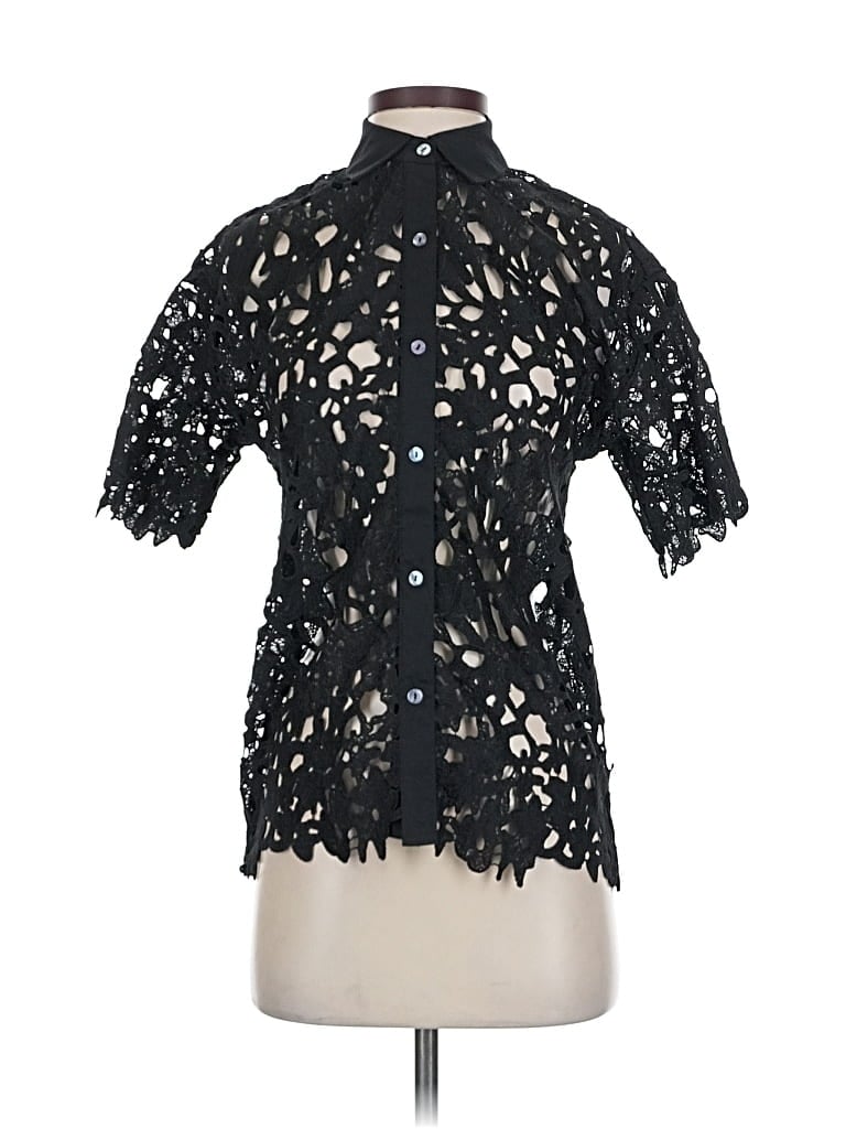 Pre-owned Assorted Brands Short Sleeve Blouse In Black