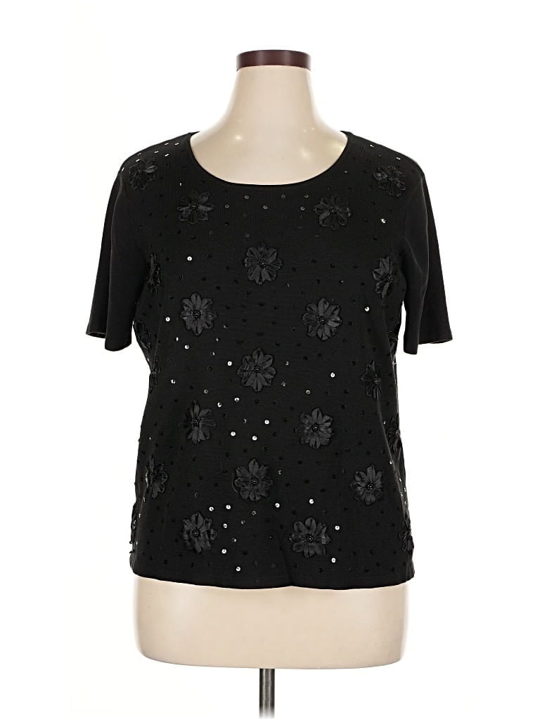 Pre-owned Talbots Silk Pullover Sweater In Black