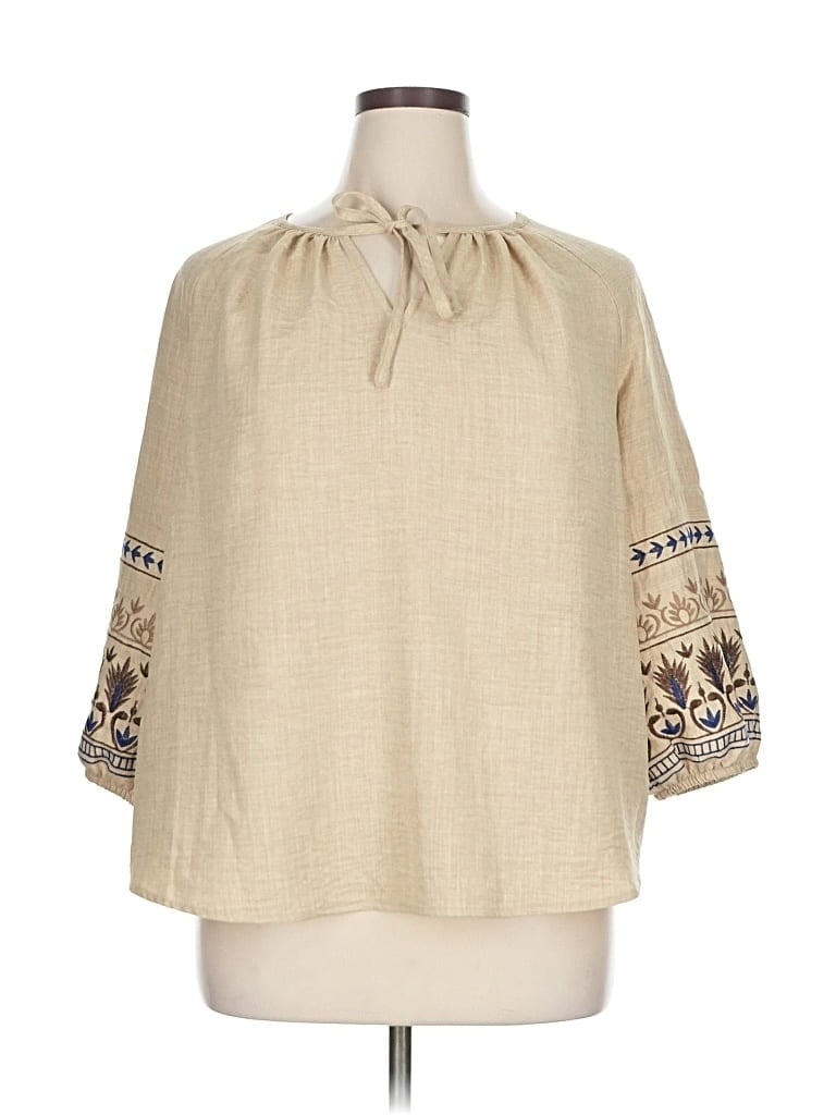 Pre-owned Olivia & Martin 3/4 Sleeve Blouse In Brown