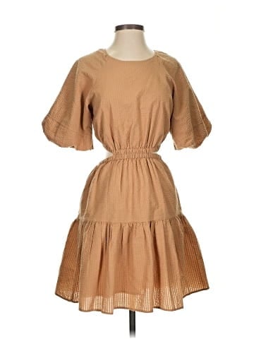 Madewell Seersucker Puff-Sleeve Cutout Mini Dress (view 1)