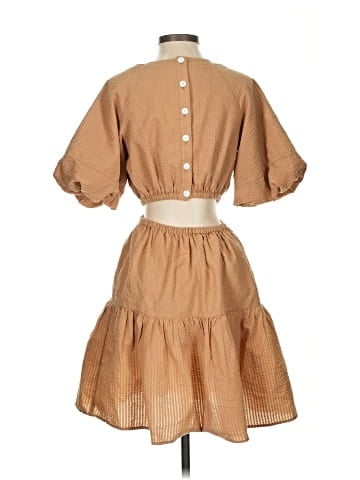 Madewell Seersucker Puff-Sleeve Cutout Mini Dress (view 2)
