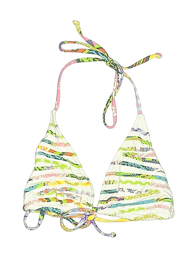 Pre-owned Lucky Brand Swimsuit Top White Print Pattern Swimwear