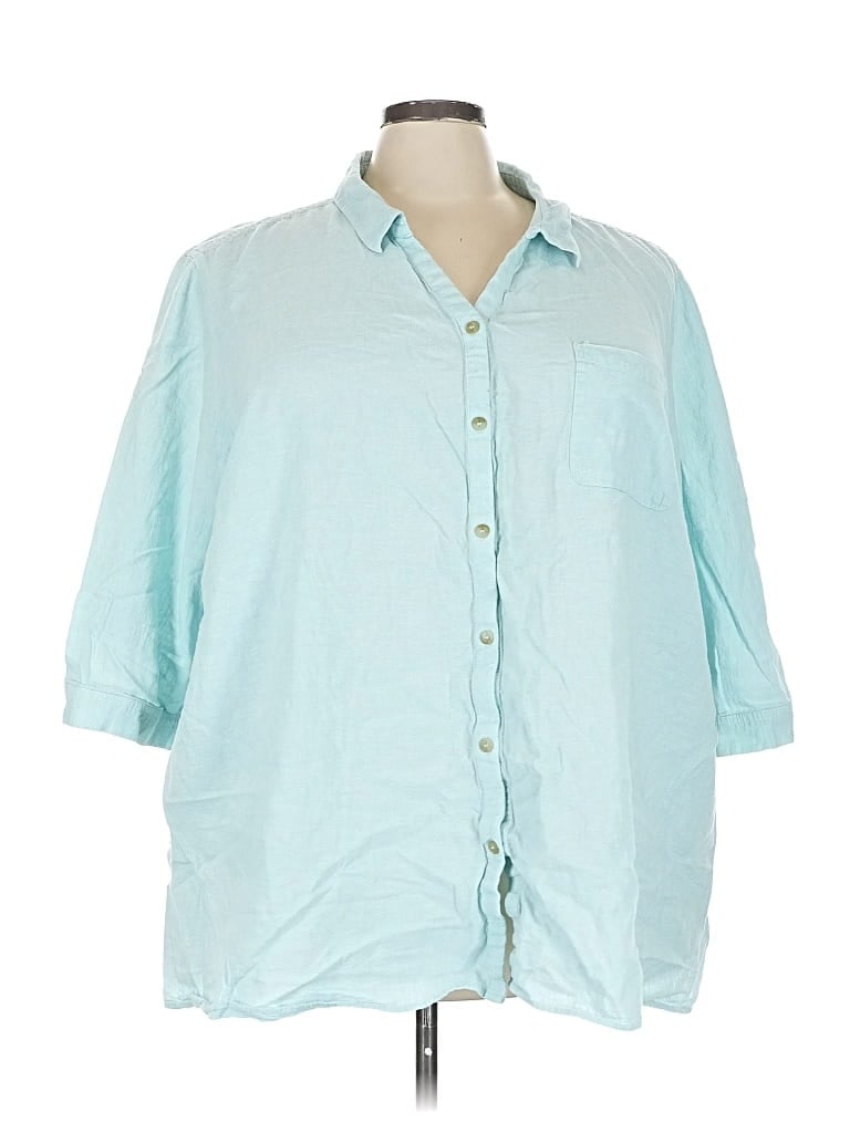 CATHERINES Pre-owned 3/4 Sleeve Button Down Shirt In Blue