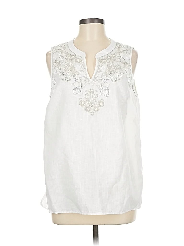 Pre-owned Talbots Sleeveless Blouse In White