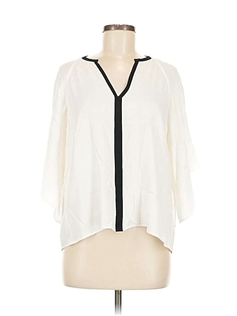 Pre-owned Zara Basic 3/4 Sleeve Blouse In White
