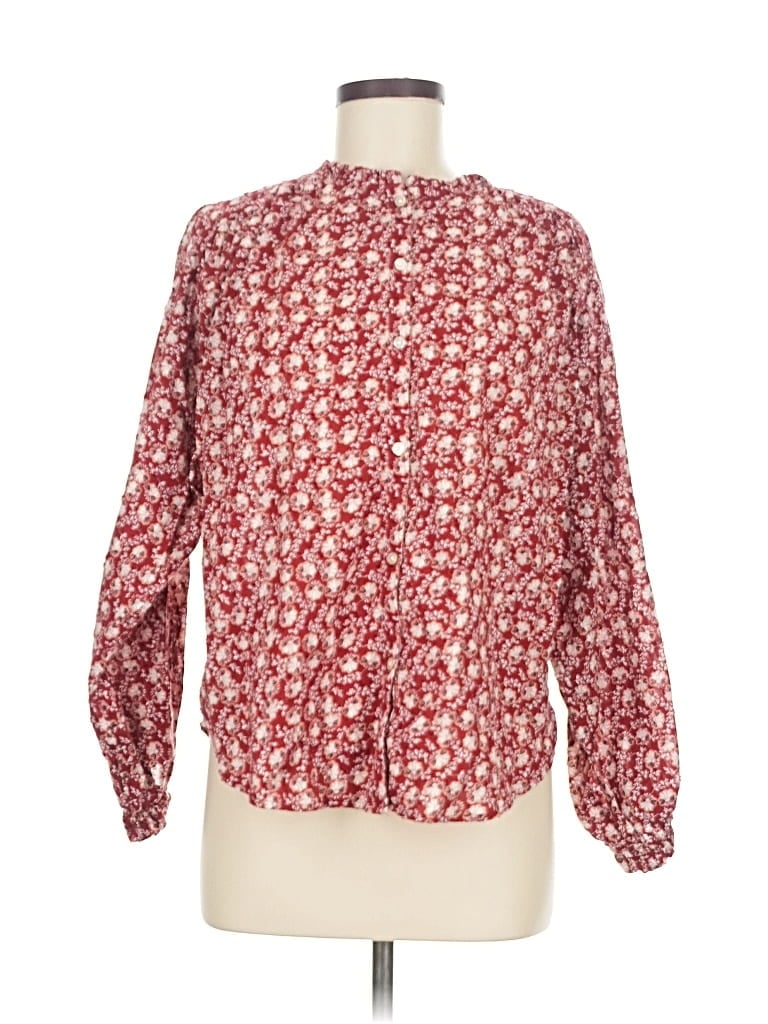 Pre-owned Ann Taylor Loft Long Sleeve Blouse In Red