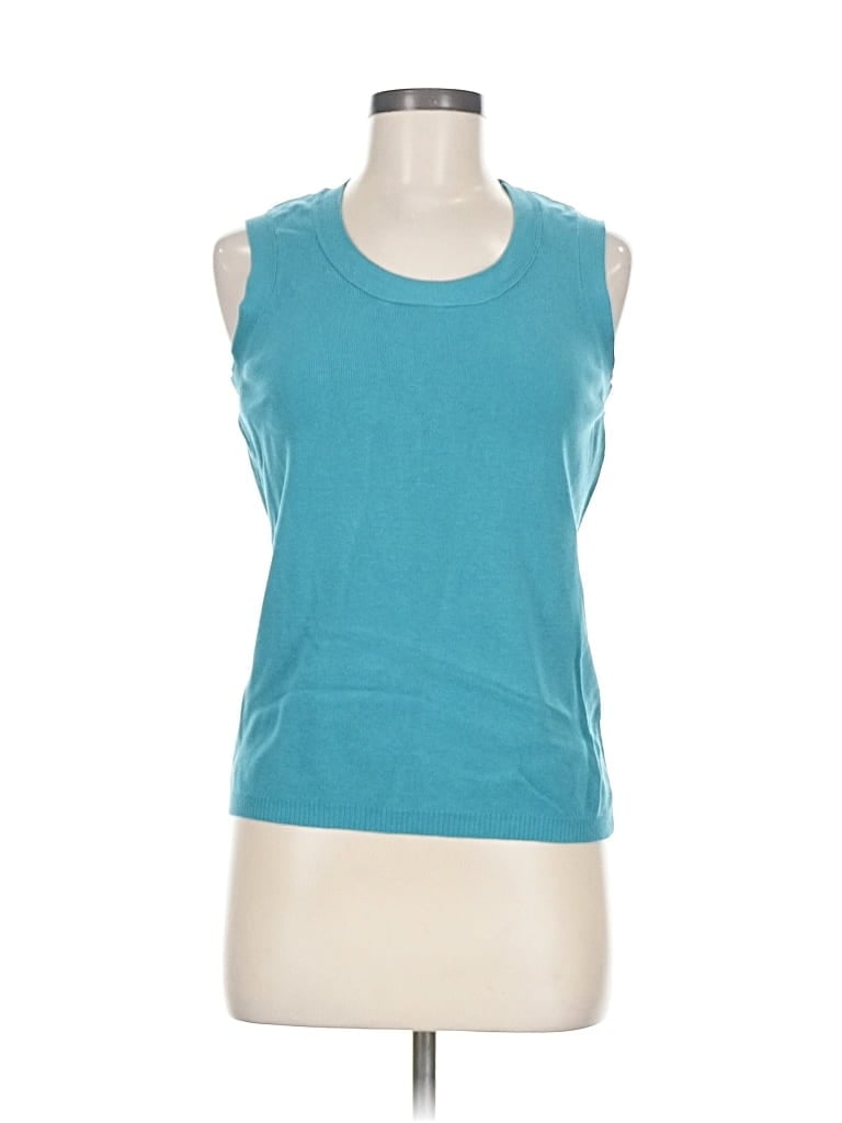 Click to view more detailed imagery on our partner's website Pre-owned Charter Club Sleeveless Top Teal Scoop Neck Tops In Blue
