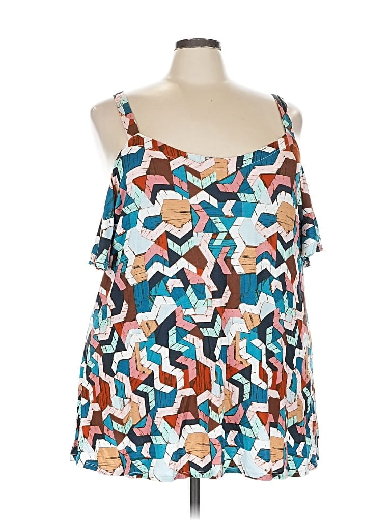Click to view more detailed imagery on our partner's website Pre-owned Lane Bryant Sleeveless Top Blue Cold Shoulder Neckline Tops