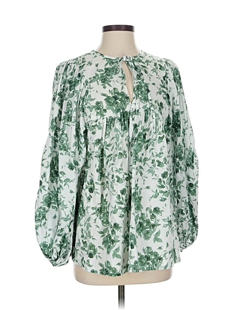 Pre-owned Mille Resort & Travel 3/4 Sleeve Blouse In Green