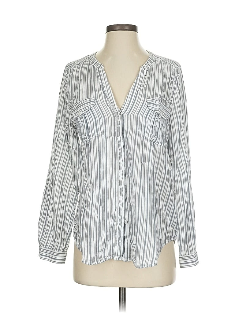 Pre-owned Joie Long Sleeve Blouse In Silver