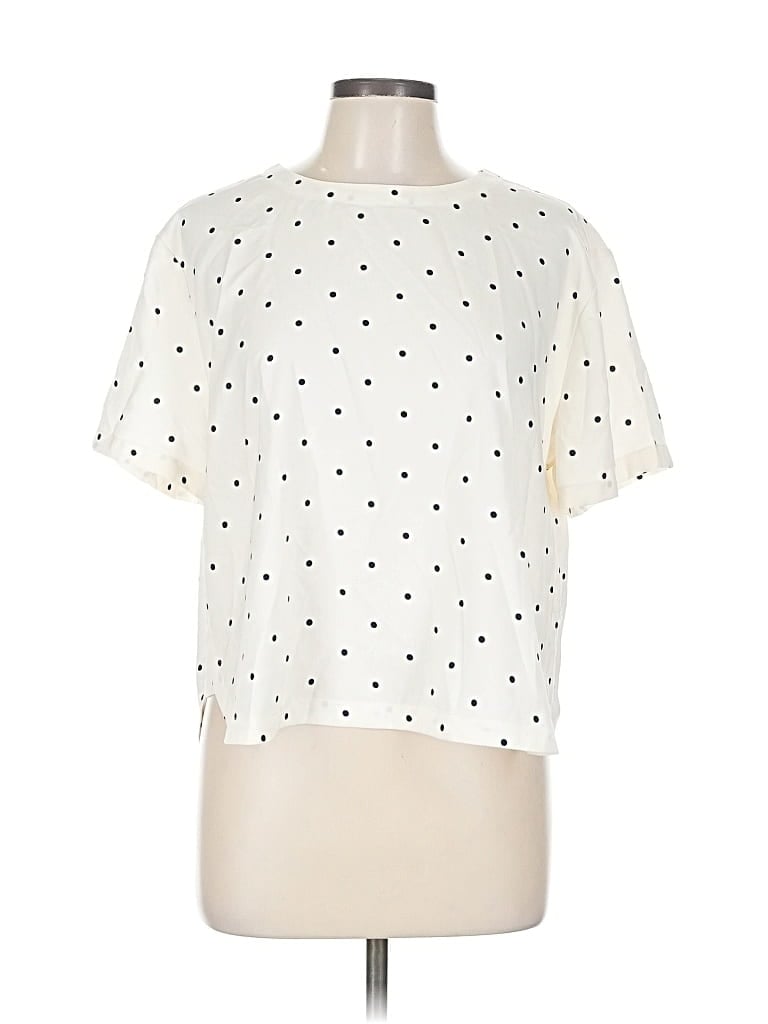 Pre-owned Ann Taylor Loft Short Sleeve Blouse In White