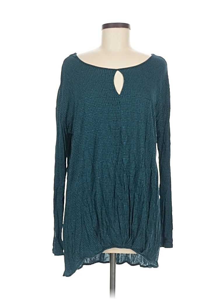 Pre-owned Daisy Fuentes Long Sleeve Blouse In Blue